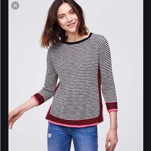 LOFT PETITE Textured Mixed Stripe Sweater